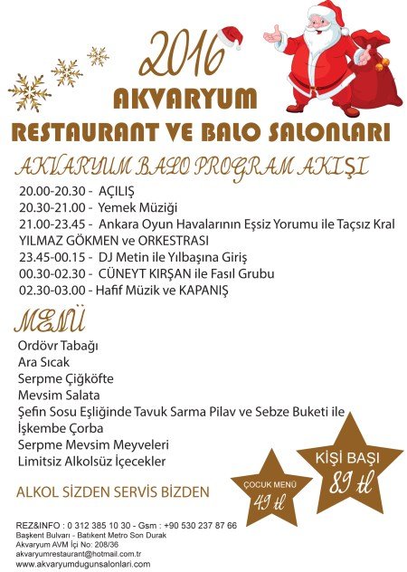 Akvaryum Restaurant Yılbaşı Programı 2016