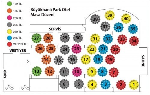 Büyükhanlı park otel masa düzeni yılbaşı