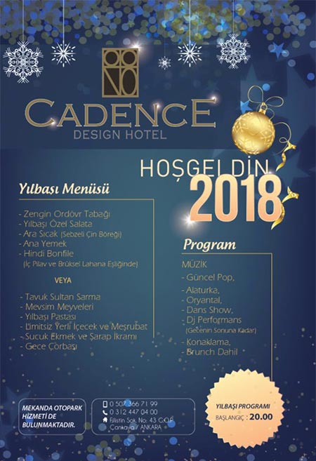 Cadence Hotel Yılbaşı Programı 2018