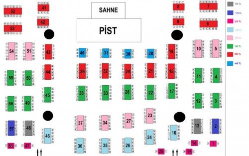 CK Farabi Otel Yılbaşı Masa Düzeni 2017