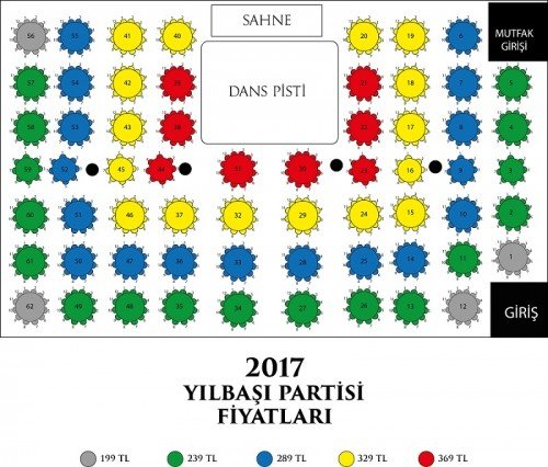 Hilton Garden Yılbaşı Masa Düzeni