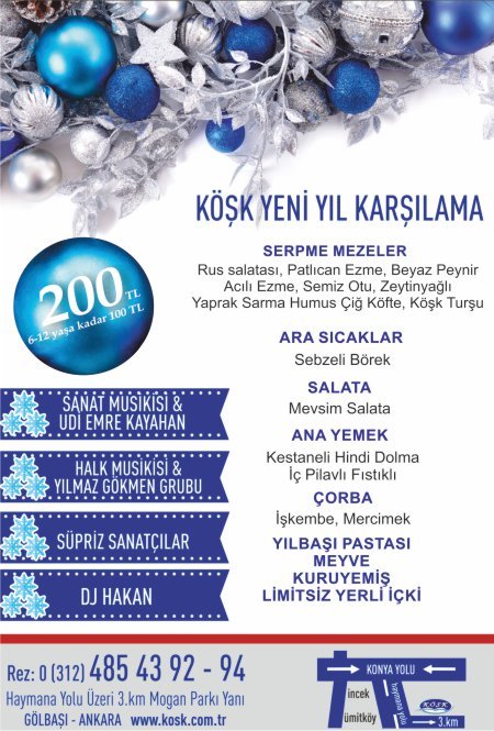 Köşk Restaurant Gölbaşı Yılbaşı 2018