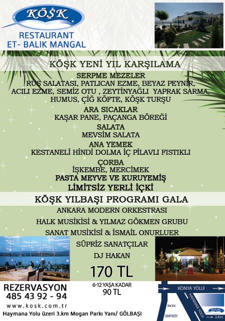 Köşk Restaurant 2013 yılbaşı programı