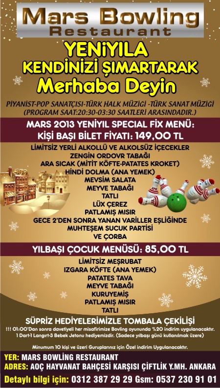 Mars Bowling Restoran 2013 Yılbaşı Programı
