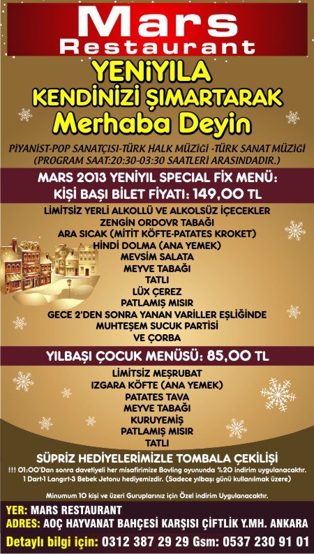 Mars Restaurant 2013 Yılbaşı Programı