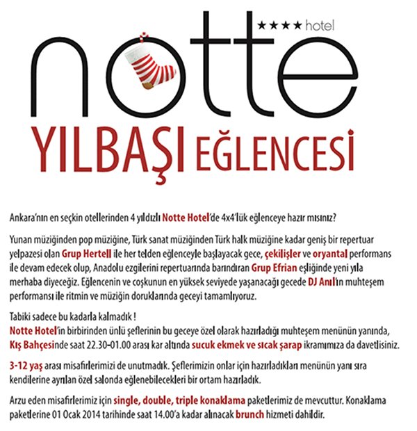 Notte Otel 2014 Yılbaşı Programı