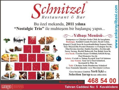 Schnitzel Restaurant & Bar Ankara 2011 Yılbaşı Programı