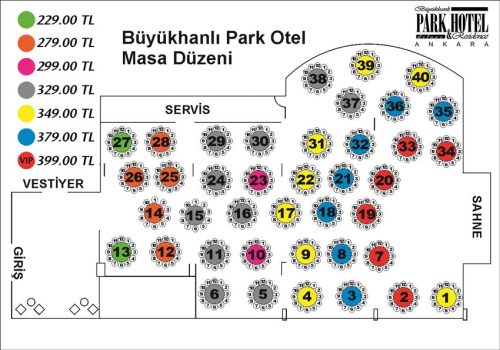 Büyükhanlı Park Otel Yılbaşı 2019 Masa Düzeni