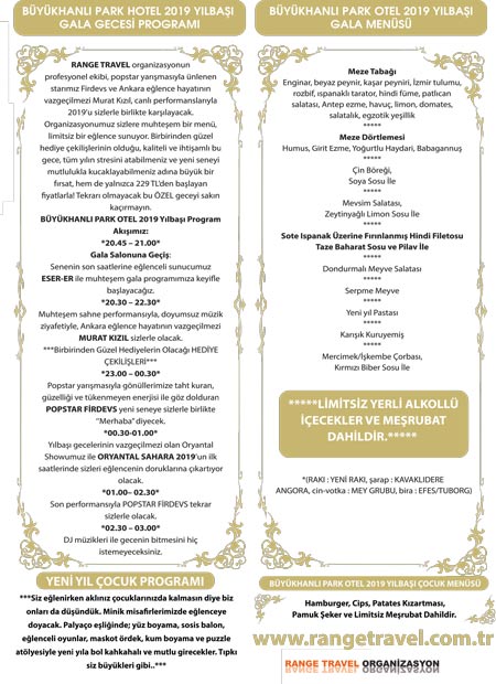 Büyükhanlı Park Otel Yılbaşı Programı 2019