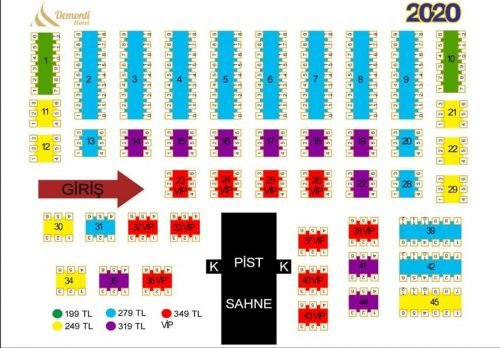 Demonti Hotel Ankara 2020 Oturma Planı