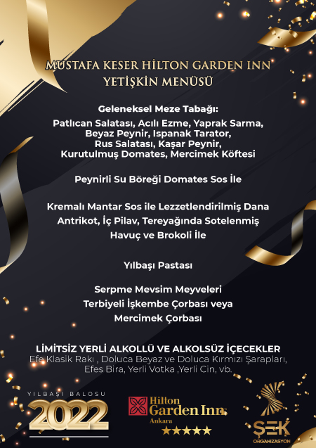 Hilton Ankara Yılbaşı Menüsü 2022