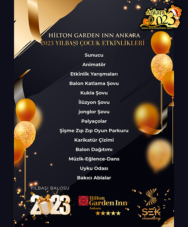 Hilton Garden Inn Ankara Yılbaşı Çocuk Programı 2023