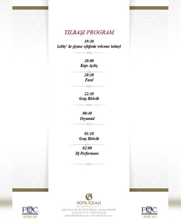 Hotel İçkale Yılbaşı Programı 2025