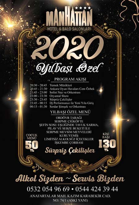 Manhattan Hotel 2020 Yılbaşı Programı