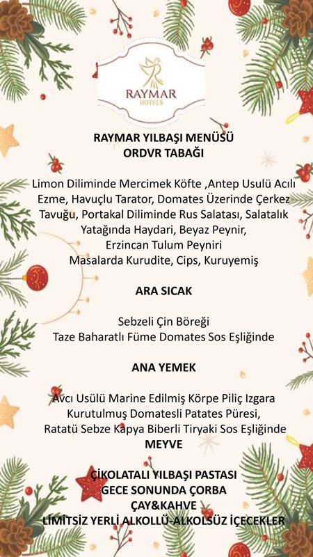 Raymar Hotel Ankara Yılbaşı Menüsü 2020