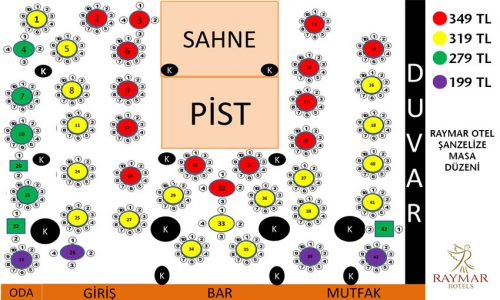 Raymar Hotel Yılbaşı 2019 Masa Düzeni